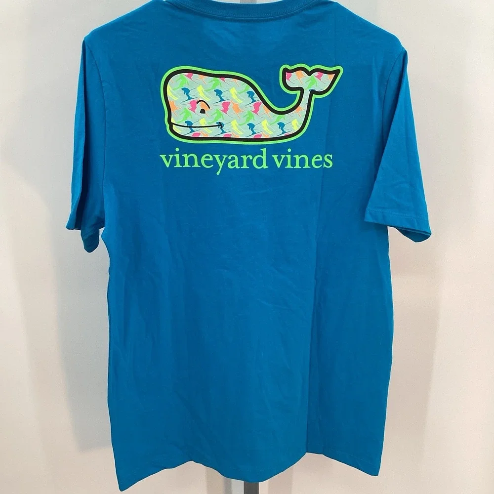 Boys Vineyard Vines Ski‎ Print Whale Short Sleeve Pocket Tee- XL- NWT
